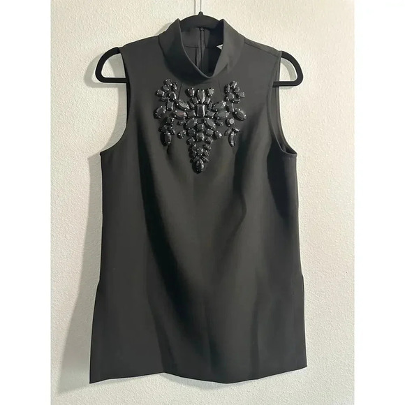 Trina Turk Bejeweled Rhinestone Mock Turtleneck Tunic Size 8 - Picture 3 of 15